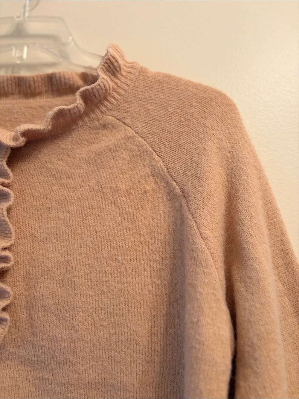 Ruffled Henley Sweater in Taupe - Picture 3 of 6